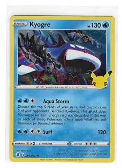 Kyogre 3/25 Rare Holo 25th Anniversary Celebrations Pokemon TCG - Image 1