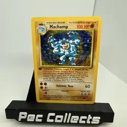 Pokemon TCG Machamp Holo Rare 1st Edition Base Set 8/102 MP/HP - Image 1