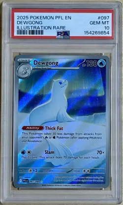 2025 Pokemon Phantasmal Flames Dewgong Illustration Rare #097/094 PSA 10 Gem 💎 - Image 1