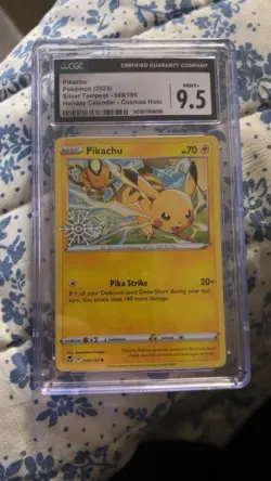 Pokemon TCG Pikachu Silver Tempest (Snowflake Stamp) Cosmos holo 049/195 Swirl - Image 1