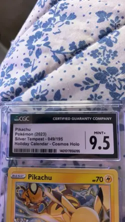 Pokemon TCG Pikachu Silver Tempest (Snowflake Stamp) Cosmos holo 049/195 Swirl - Image 3