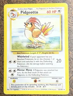 Pidgeotto 22/102 Base Set Rare Pokemon Card - Image 1