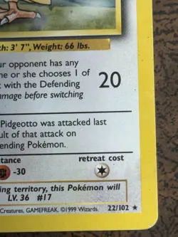 Pidgeotto 22/102 Base Set Rare Pokemon Card - Image 4