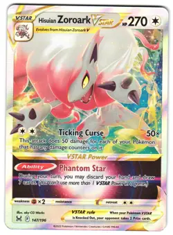 Hisuian Zoroark VSTAR 147/196 SWSH11: Lost Origin NM Pokemon TCG - Image 1