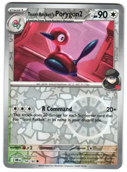 Team Rocket's Porygon2 154/182 Reverse Holo SV10: Destined Rivals Pokemon TCG - Image 1