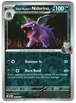 Team Rocket's Nidorino 118/182 Reverse Holo SV10: Destined Rivals Pokemon TCG - Image 1