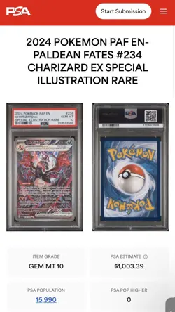 Pokemon 2024 SV Paldean Fates Set Charizard ex 234/091 SAR Holo PSA 10 - Image 3