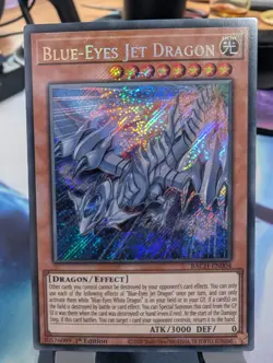 YuGiOh! Blue-Eyes Jet Dragon BACH-EN004 Secret Rare 1st Ed - Image 1