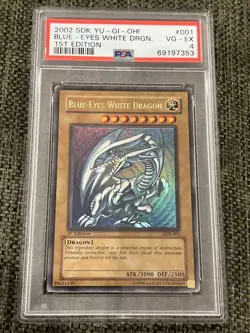 PSA 4 VG-EX 1ST EDITION Blue-Eyes White Dragon SDK-001 Ultra Rare 2002 Yugioh - Image 1
