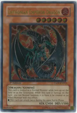 YuGiOh Chthonian Emperor Dragon Ultimate Rare 1st Edition TAEV-EN019 English NM - Image 1