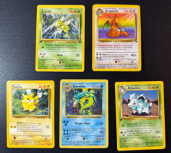 1999-2000 (5) Card Pokemon Lot: Gyarados Holo, Scyther, Pikachu, Dragonite, Nido - Image 1