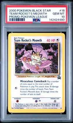 PSA 10 2000 Team Rocket's Meowth 18 Black Star Promo Pokemon Card - Gem Mint! - Image 1