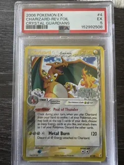 2006 Pokemon EX Crystal Guardians #4 Charizard Reverse Foil PSA 5 EX - Image 1