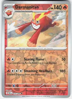 Darmanitan 014/086 Uncommon Black Bolt Pokemon Reverse Holo Near Mint - Image 1