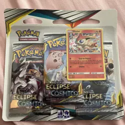 Pokemon Portuguese Eclipse Cosmic - Victini - Triple Blister Pack TCG - Image 1