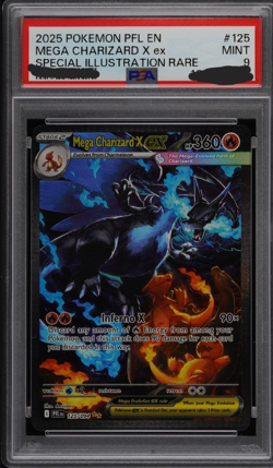 Pokemon 2025 Phantasmal Flames Mega Charizard X ex 125/094 Rare Holo PSA 9 - Image 1