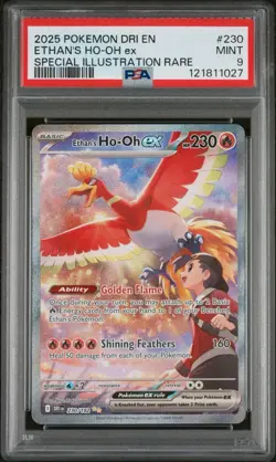 2025 POKEMON DESTINED RIVALS SPECIAL ILLUSTRATION RARE ETHAN'S HO-OH EX PSA 9 - Image 1