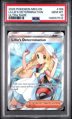 2025 Pokemon Mega Evolution Base #169 FA Lillie's Determination PSA 10 Gem Mint - Image 1