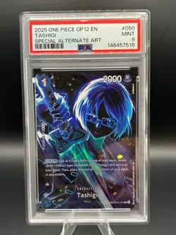 2025 ONE PIECE OP12-LEGACY OF THE MASTER SPECIAL ALTERNATE ART TASHIGI PSA 9 - Image 1