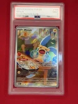 Minun 194/182 Paradox Rift Holo Illustration Rare Pokemon Card PSA 9 Mint - Image 1
