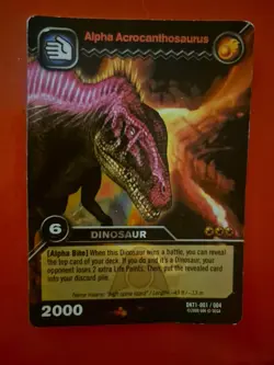 DKT1-001/004 ALPHA ACROCANTHOSAURUS Dinosaur King Rare Embossed Trading Card - Image 1