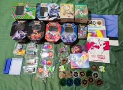 Pokemon TCG Card Lot of Accessories Coins 9 Empty Collector's Tins Crown Zenith - Image 1