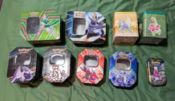 Pokemon TCG Card Lot of Accessories Coins 9 Empty Collector's Tins Crown Zenith - Image 2