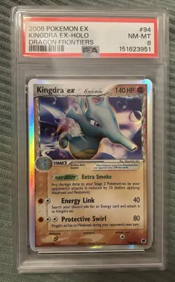 Vintage Pokemon Kingdra ex EX Holo Dragon Frontiers 94/101 2006 PSA 8 - Image 1