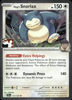Hop's Snorlax 117/159 Rare Prize Pack Series Cards Pokemon Holo Near Mint - Image 1