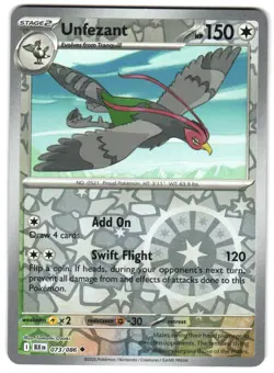Unfezant 073/086 Reverse Holo SV: Black Bolt Pokemon TCG - Image 1