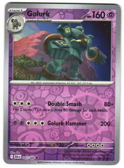 Golurk 043/086 Reverse Holo SV: Black Bolt Pokemon TCG - Image 1