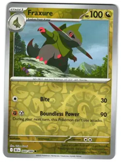Fraxure 069/086 Reverse Holo SV: Black Bolt Pokemon TCG - Image 1