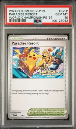 Pokemon TCG Paradise Resort SV Indonesian World Championship 2024 GEM MT PSA 10 - Image 1