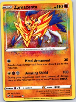 Pokemon SWSH04: Vivid Voltage #102/185 Zamazenta Amazing Rare - Image 1