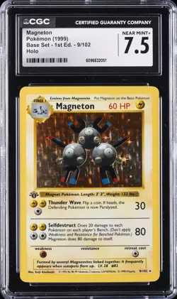 1999 POKEMON BASE SET - 1ST EDITION HOLO #9/102 MAGNETON CGC 7.5 - Image 1