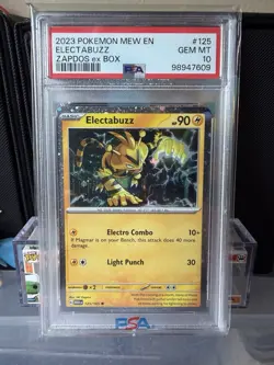 2023 POKEMON MEW EN-151 ZAPDOS EX BOX #125 ELECTABUZZ PSA 10 - Image 1