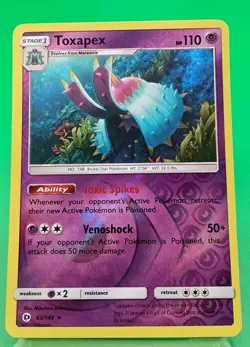 Pokemon TCG Sun and Moon Card Toxapex 63/149 Reverse Holo - Image 1