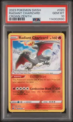 Pokemon TCG Radiant Charizard Crown Zenith Holo Card 020/159 PSA Gem Mint 10 - Image 1