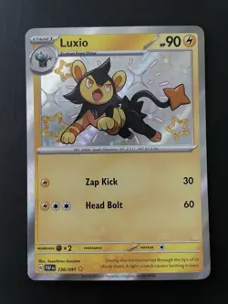 Pokemon TCG Luxio Scarlet & Violet Paldean Fates Holo Shiny Rare Card 136/091 - Image 1