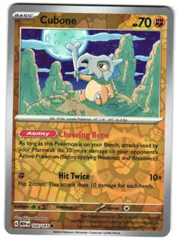 Cubone 104/165 Reverse Holo SV: Scarlet & Violet 151 Pokemon TCG - Image 1