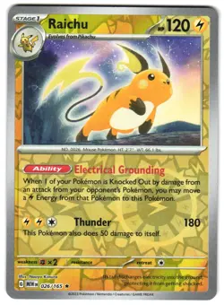 Raichu 026/165 Reverse Holo SV: Scarlet & Violet 151 Pokemon TCG - Image 1