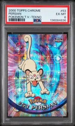 2000 TOPPS CHROME POKEMON T.V. TEKNO #53 PERSIAN PSA 6 - Image 1