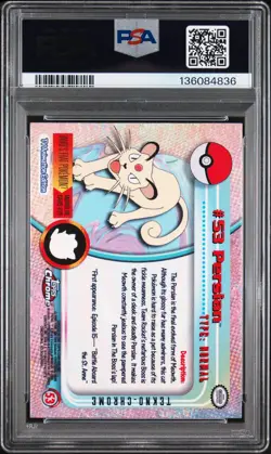 2000 TOPPS CHROME POKEMON T.V. TEKNO #53 PERSIAN PSA 6 - Image 2
