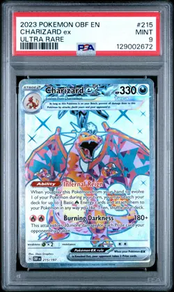 2023 POKEMON OBF EN-OBSIDIAN FLAMES ULTRA RARE #215 CHARIZARD EX PSA 9 - Image 1
