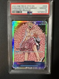 2022 ONE PIECE STARTER DECK SUPER PRE-RELEASE #009 DONQUIXOTE DOFLAMINGO PSA 10 - Image 1