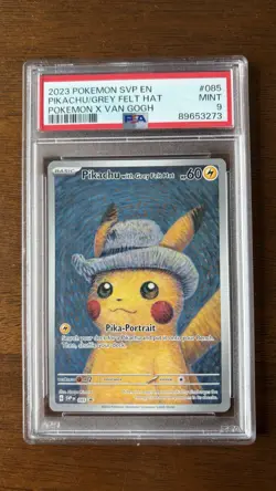 Pokemon Pikachu Grey Felt Hat 85 Promo Full Art PSA 9 - Image 1