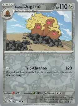 Alolan Dugtrio 123/191 Uncommon Surging Sparks Pokemon Reverse Holo Near Mint - Image 1