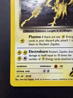 Rocket's Zapdos HOLO RARE 15/132 Gym Challenge VINTAGE Pokemon 2000 Big SWIRL!! - Image 5