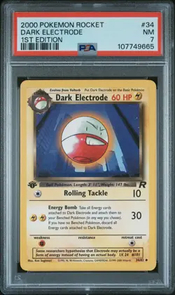 2000 POKEMON ROCKET 1ST ED #34 DARK ELECTRODE PSA 7 - Image 1