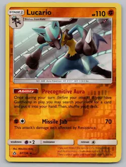 Lucario 67/156 Holo Rare Ultra Prism Pokemon Reverse Holo LP - Image 1